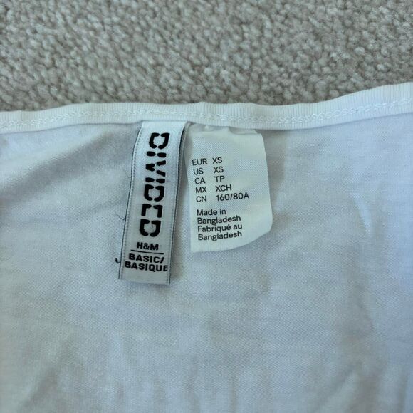 white basic spaghetti H&M strap crop top - Picture 4 of 4